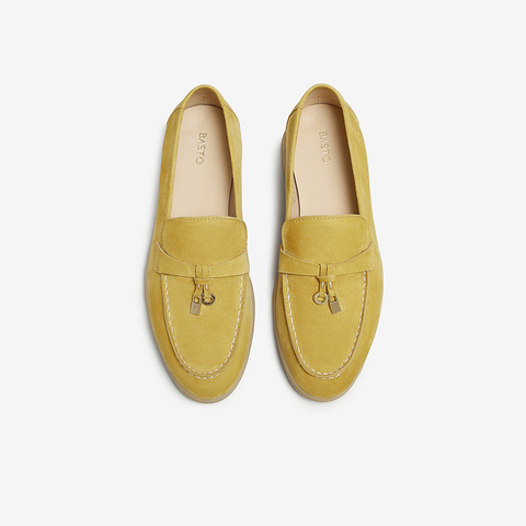 百思图2025春季新款线下同步简约通勤乐福鞋粗跟女单鞋A4821AA5