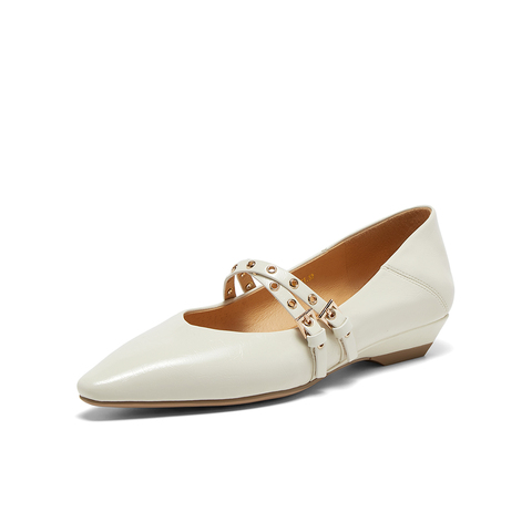 百思图2025秋季新款玛丽珍鞋复古简约法式尖头浅口女单鞋A3191CQ5