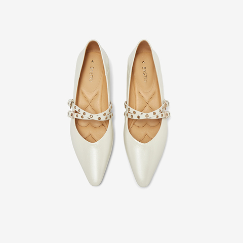 百思图2025秋季新款玛丽珍鞋复古简约法式尖头浅口女单鞋A3191CQ5