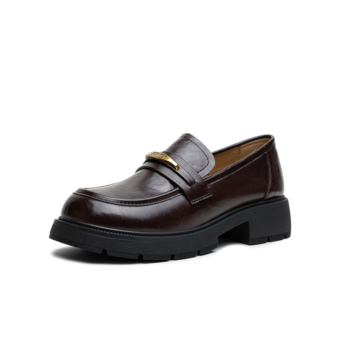 百思图2025秋季新款商场同款乐福鞋时尚复古学院风女单鞋BV339CA5