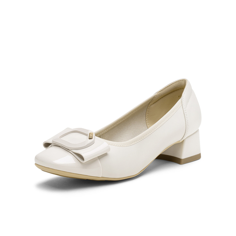 百思图2025秋新款商场同款浅口单鞋时尚简约通勤粗跟女鞋K3080CQ5