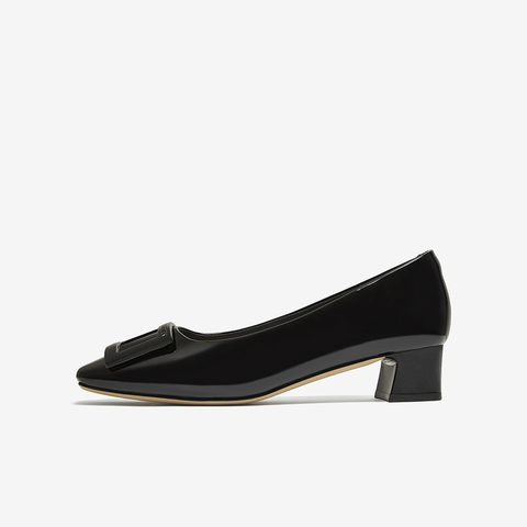 百思图2025秋季新款浅口单鞋时尚潮流通勤粗跟方头女鞋CT056CQ5