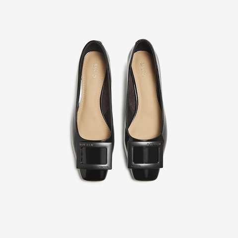 百思图2025秋季新款浅口单鞋时尚潮流通勤粗跟方头女鞋CT056CQ5