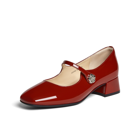 百思图2025秋季新款玛丽珍鞋时尚法式复古浅口女单鞋C5722CQ5