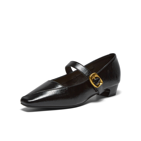 百思图2025秋季新款玛丽珍鞋简约复古方头粗跟女单鞋F3516CQ5