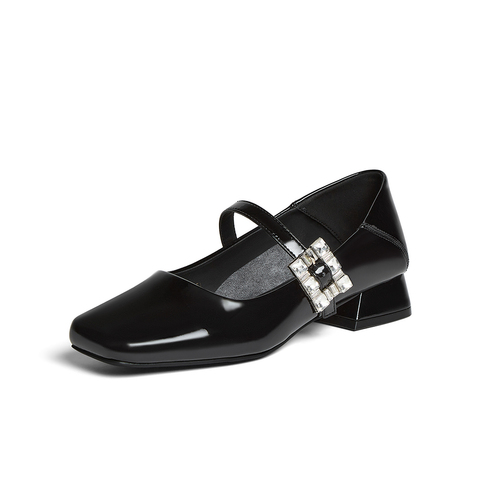 百思图2025秋季新款玛丽珍鞋简约法式方头浅口女单鞋B2021CQ5