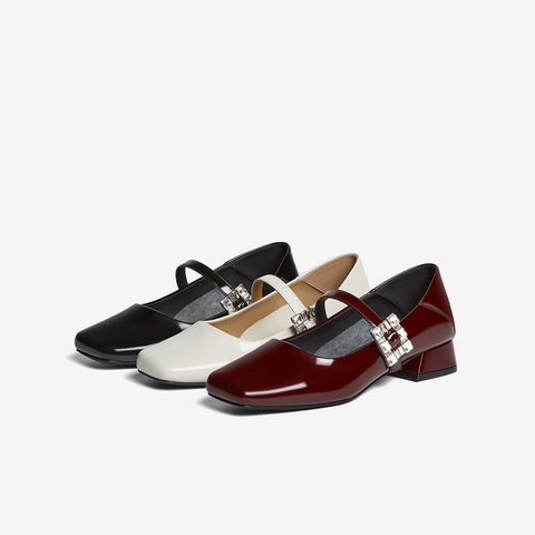 百思图2025秋季新款玛丽珍鞋简约法式方头浅口女单鞋B2021CQ5