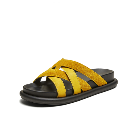 百思图2025夏季新款时尚简约户外休闲拖厚底女凉拖鞋E5015BT5