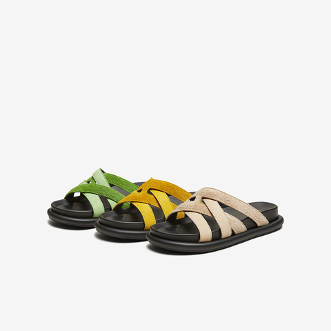 百思图2025夏季新款时尚简约户外休闲拖厚底女凉拖鞋E5015BT5