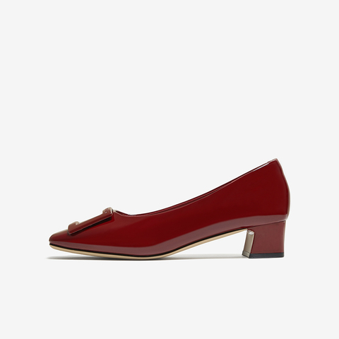 百思图2025秋季新款浅口单鞋时尚潮流通勤粗跟方头女鞋CT056CQ5