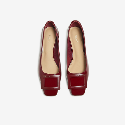 百思图2025秋季新款浅口单鞋时尚潮流通勤粗跟方头女鞋CT056CQ5