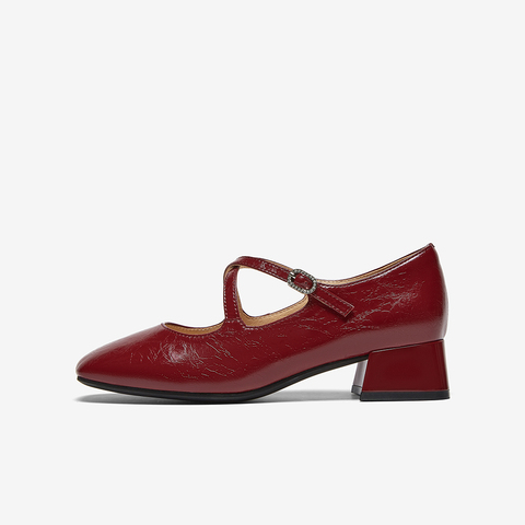 百思图2025秋季新款玛丽珍鞋时尚复古法式粗跟女单鞋C5723CQ5
