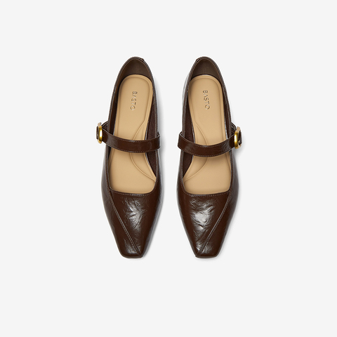 百思图2025秋季新款玛丽珍鞋简约复古方头粗跟女单鞋F3516CQ5