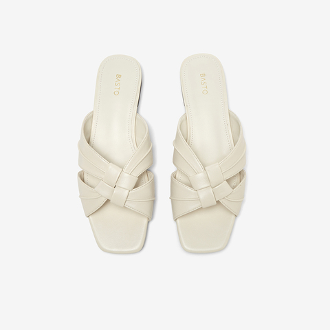 百思图2025夏季新款简约休闲通勤一字拖粗跟女凉拖鞋B6381BT5