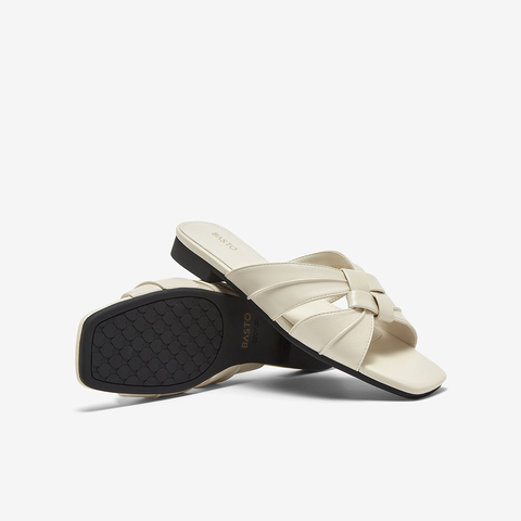 百思图2025夏季新款简约休闲通勤一字拖粗跟女凉拖鞋B6381BT5