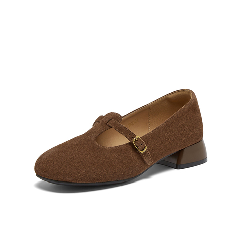 百思图2025秋季新款玛丽珍鞋简约复古浅口粗跟女单鞋B9929CQ5