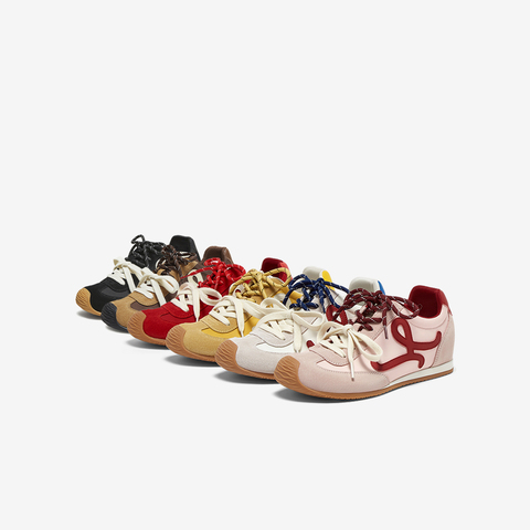 百思图2025秋季新款时尚复古街头运动德训鞋平跟女休闲鞋A1834CM5