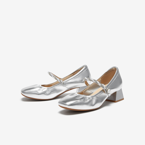 百思图2025秋季新款商场同款玛丽珍鞋时尚法式粗跟女单鞋C1650CQ5