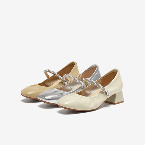 百思图2025秋季新款商场同款玛丽珍鞋时尚法式粗跟女单鞋C1650CQ5