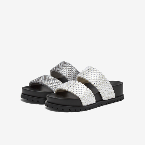 百思图2025夏季新款简约时尚休闲一字拖厚底女拖鞋BP372BT5