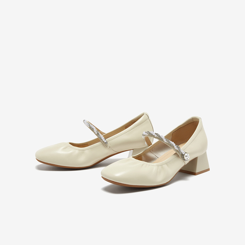 百思图2025秋季新款商场同款玛丽珍鞋时尚法式粗跟女单鞋C1650CQ5