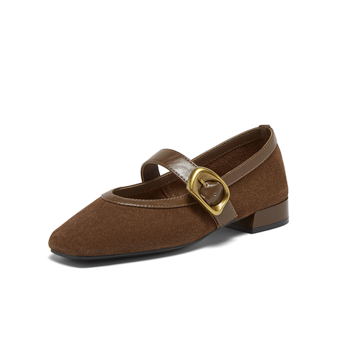 百思图2025秋季新款玛丽珍鞋简约通勤方头粗跟女单鞋B1576CQ5