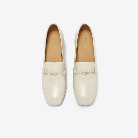 百思图2025秋季新款商场同款乐福鞋时尚通勤粗跟女单鞋C1008CA5