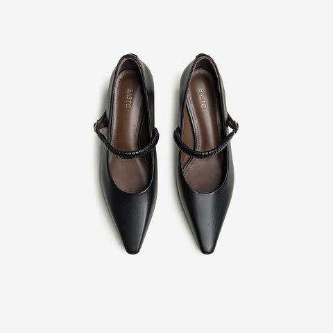 百思图2025秋季新款商场同款玛丽珍鞋简约复古尖头女单鞋B2619CQ5