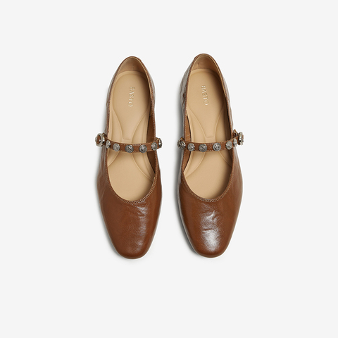 百思图2025秋季新款玛丽珍鞋时尚简约复古浅口女单鞋BN756CQ5