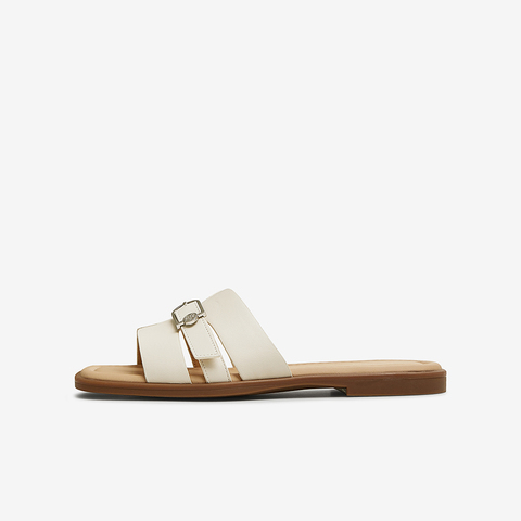 百思图2025夏季新款商场同款简约时尚一字拖平跟女拖鞋USI03BT5