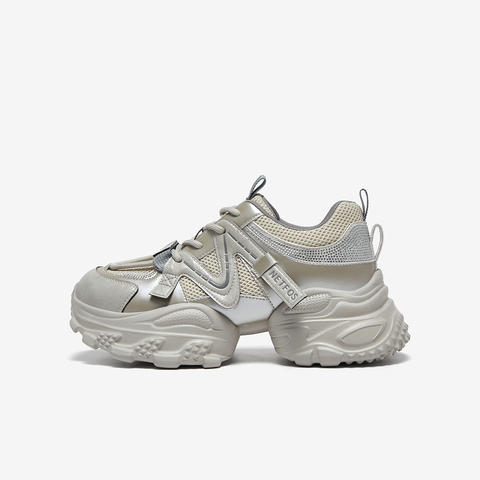 百思图2025秋季新款商场同款老爹鞋时尚厚底增高女休闲鞋B6112CM5