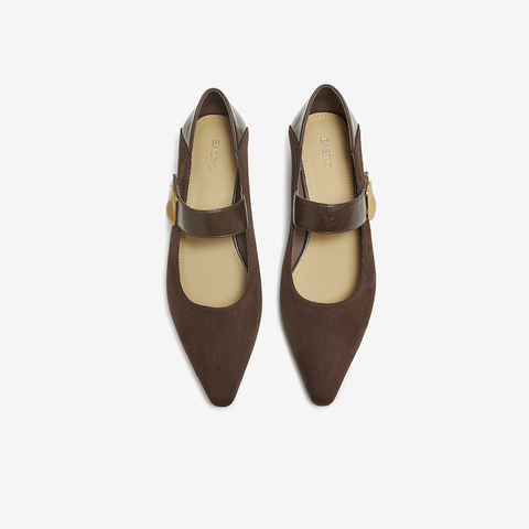 百思图2025秋季新款商场同款玛丽珍鞋时尚复古尖头女单鞋F5176CQ5