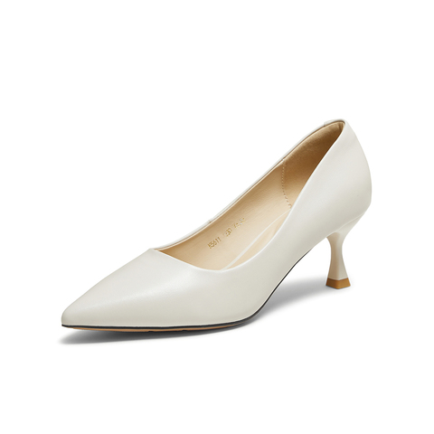 百思图2025秋季新款浅口单鞋时尚简约通勤细高跟尖头女鞋K5611CQ5