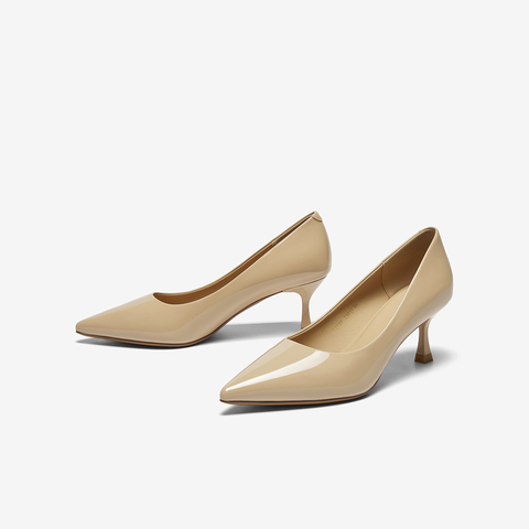 百思图2025秋季新款浅口单鞋时尚简约通勤细高跟尖头女鞋F5139CQ5