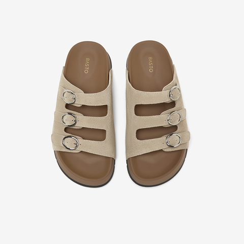 百思图2025夏季新款时尚户外休闲勃肯鞋厚底女拖鞋F1126BT5