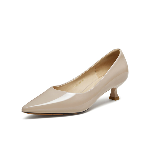 百思图2025秋季新款浅口单鞋时尚简约通勤细跟尖头女鞋K2562CQ5