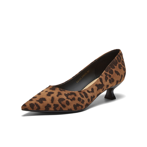 百思图2025春季新款简约时尚通勤细跟尖头浅口女单鞋E5123AQ5