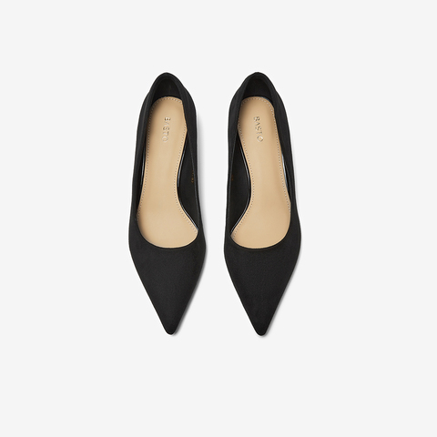 百思图2025春季新款简约时尚通勤细跟尖头浅口女单鞋E5123AQ5