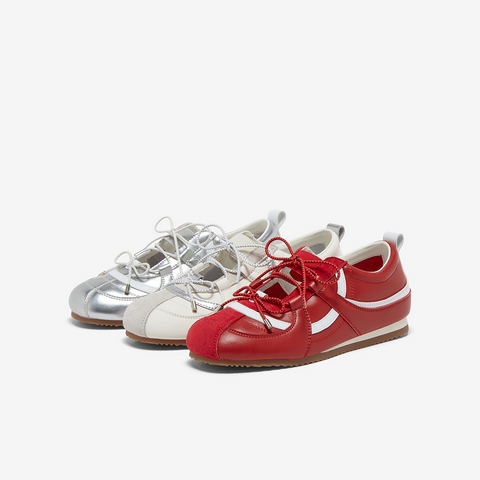 百思图2025秋季新款德训鞋时尚复古潮流运动女休闲鞋M6018CM5