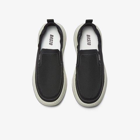 百思图2025夏季新款简约户外一脚蹬时尚布鞋厚底男休闲鞋K8865BM5