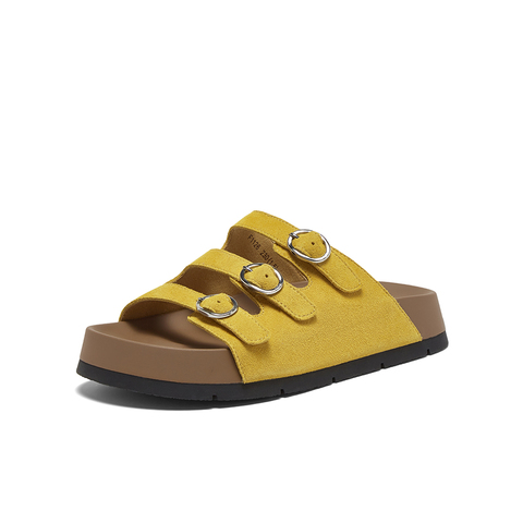 百思图2025夏季新款时尚户外休闲勃肯鞋厚底女拖鞋F1126BT5