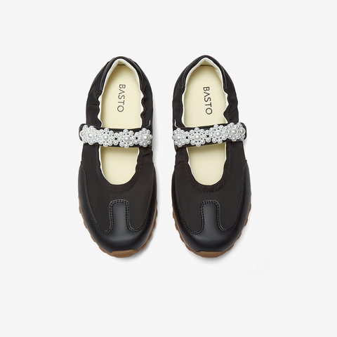 百思图2025秋季新款芭蕾舞德训鞋时尚潮流复古休闲女单鞋A1089CQ5