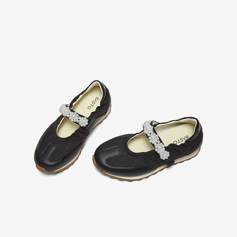 百思图2025秋季新款芭蕾舞德训鞋时尚潮流复古休闲女单鞋A1089CQ5