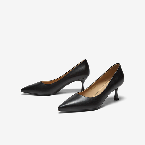 百思图2025秋季新款浅口单鞋时尚简约通勤细高跟尖头女鞋F5139CQ5