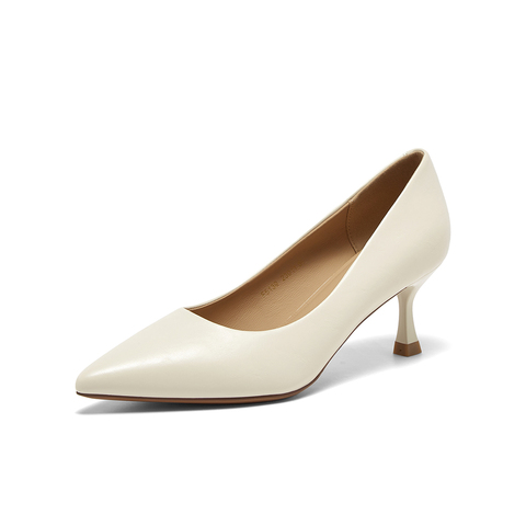 百思图2025秋季新款浅口单鞋时尚简约通勤细高跟尖头女鞋F5139CQ5