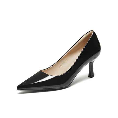 百思图2025秋季新款商场同款浅口单鞋潮流细高跟尖头女鞋CU711CQ5