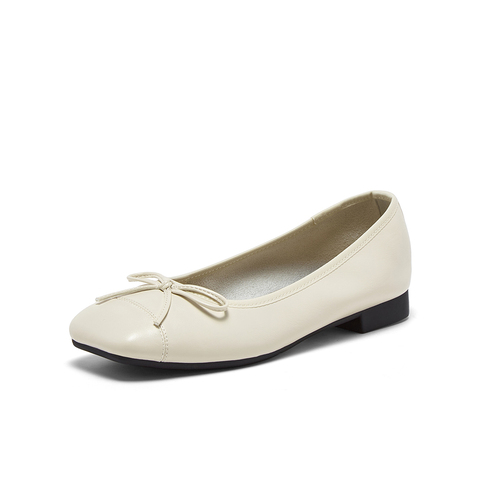 百思图2025秋季新款简约时尚蝴蝶结浅口方头女单鞋B2700CQ5