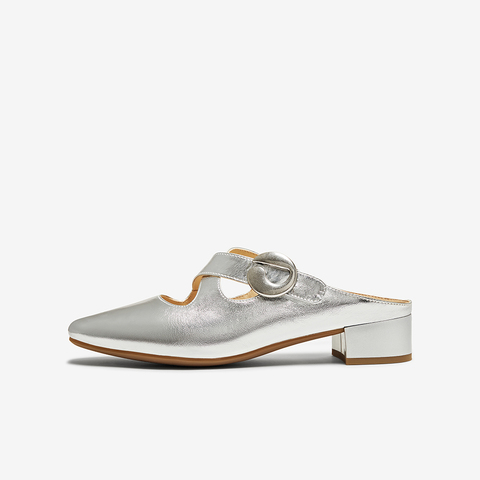 百思图2025夏季新款时尚简约休闲穆勒拖粗跟女拖鞋BN095BH5