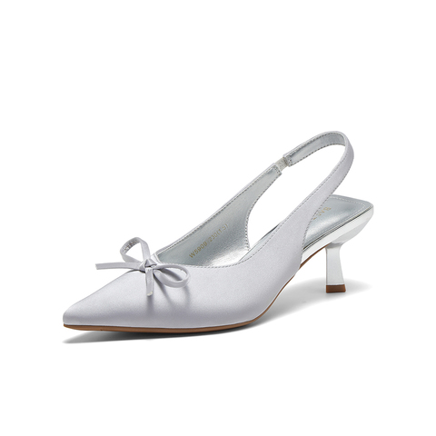 百思图2025夏季新款时尚潮流通勤尖头细高跟后空女凉鞋W5909BH5