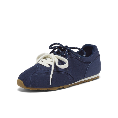 百思图2025秋季新款时尚复古运动德训鞋平跟女休闲鞋D3155CM5